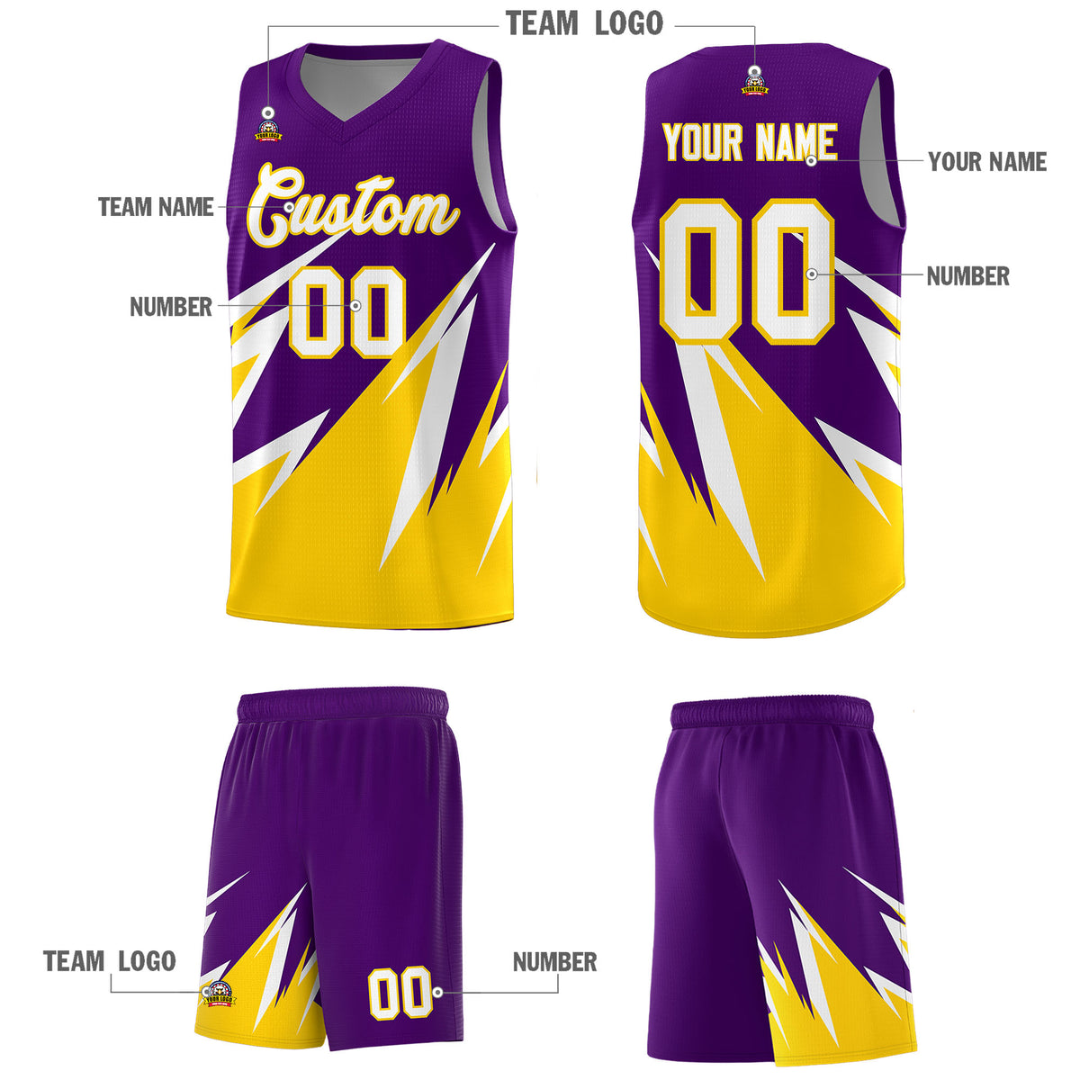 Custom Purple Abstract Mountain Pattern Sports Uniform Basketball Jersey