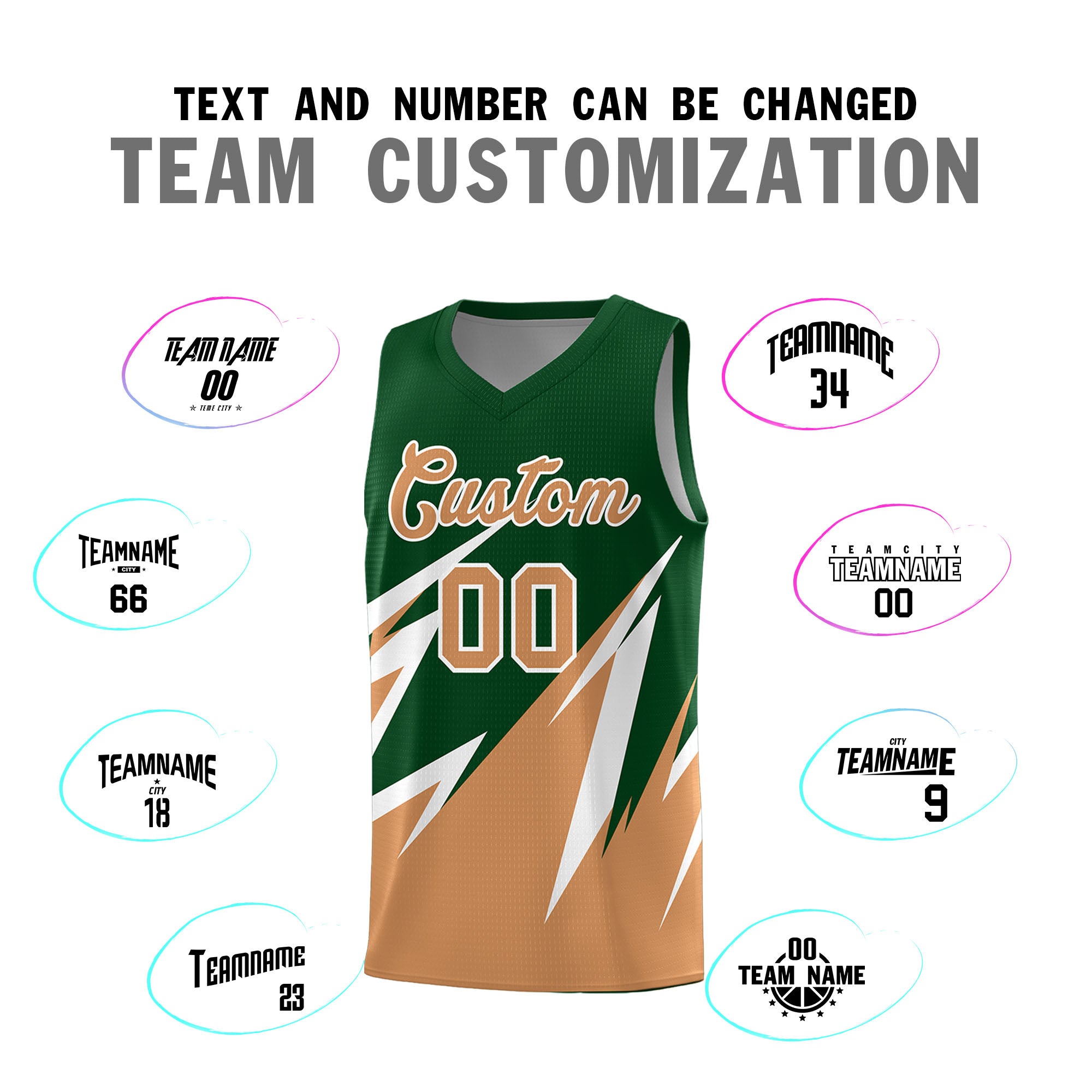 Custom Green Abstract Mountain Pattern Sports Uniform Basketball Jersey