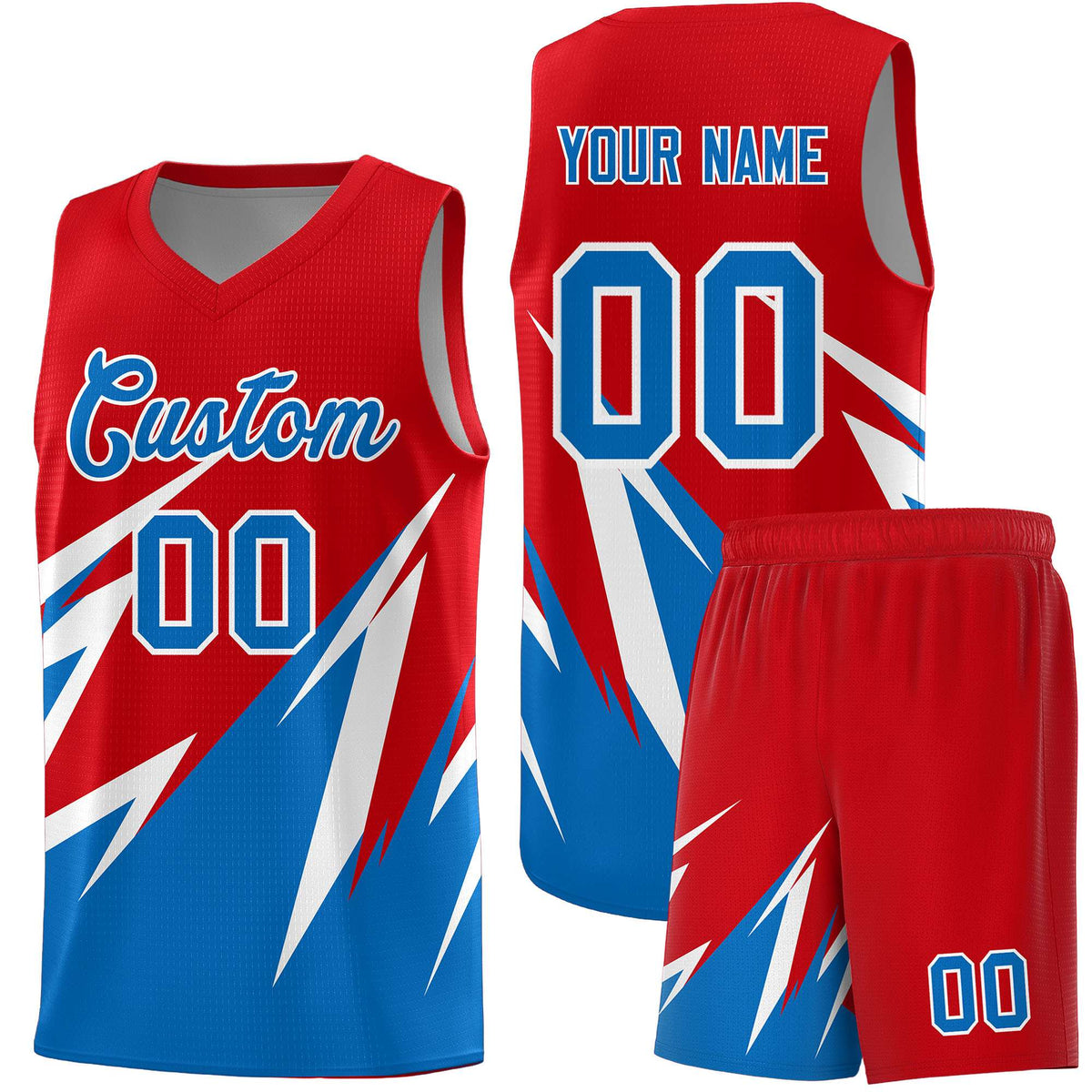 Custom Red Abstract Mountain Pattern Sports Uniform Basketball Jersey