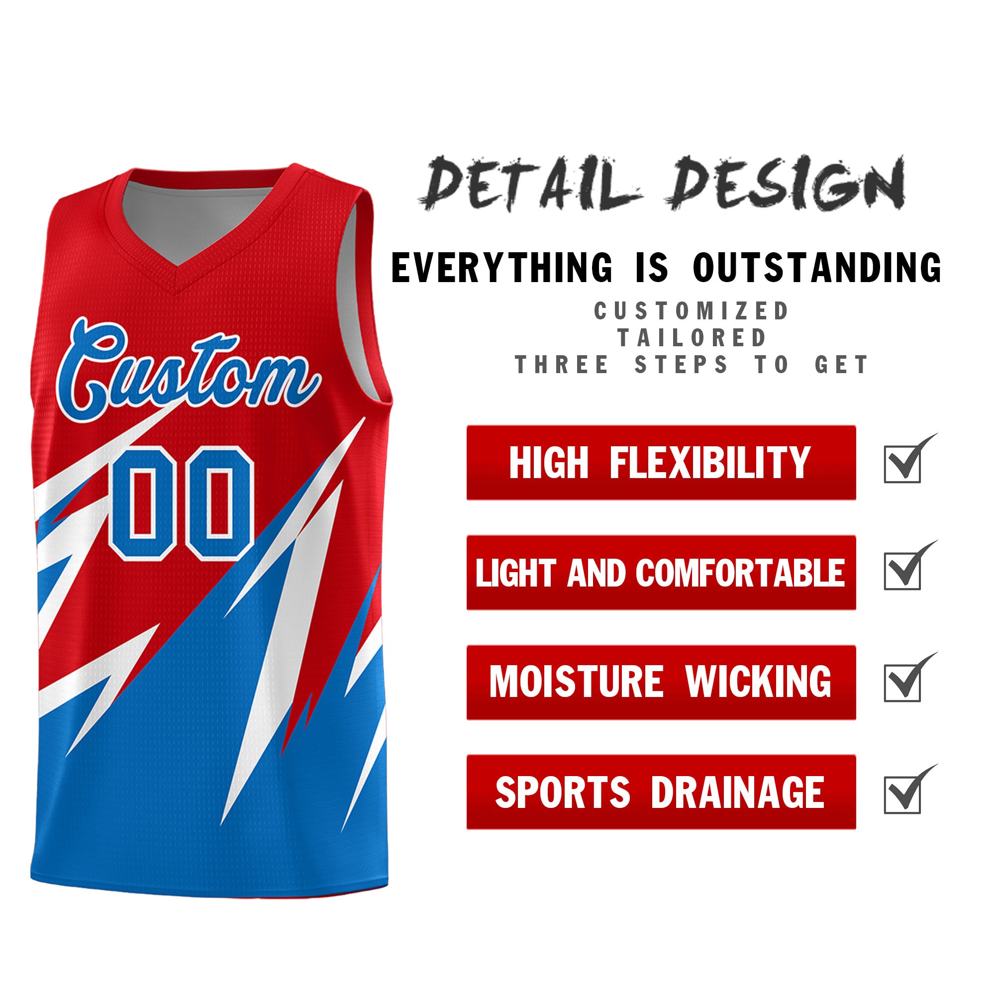 Custom Red Abstract Mountain Pattern Sports Uniform Basketball Jersey