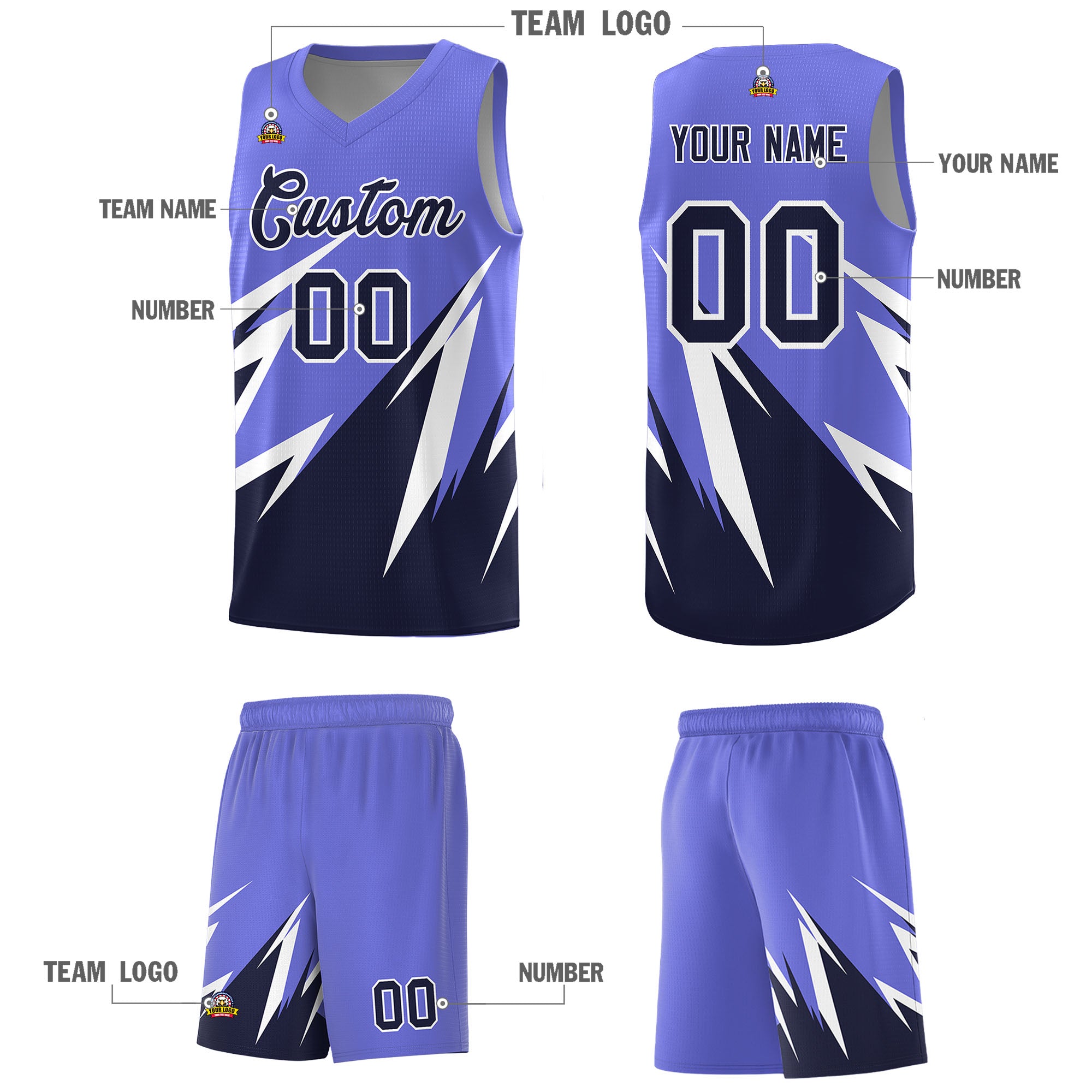 Custom Munsell Blue Abstract Mountain Pattern Sports Uniform Basketball Jersey