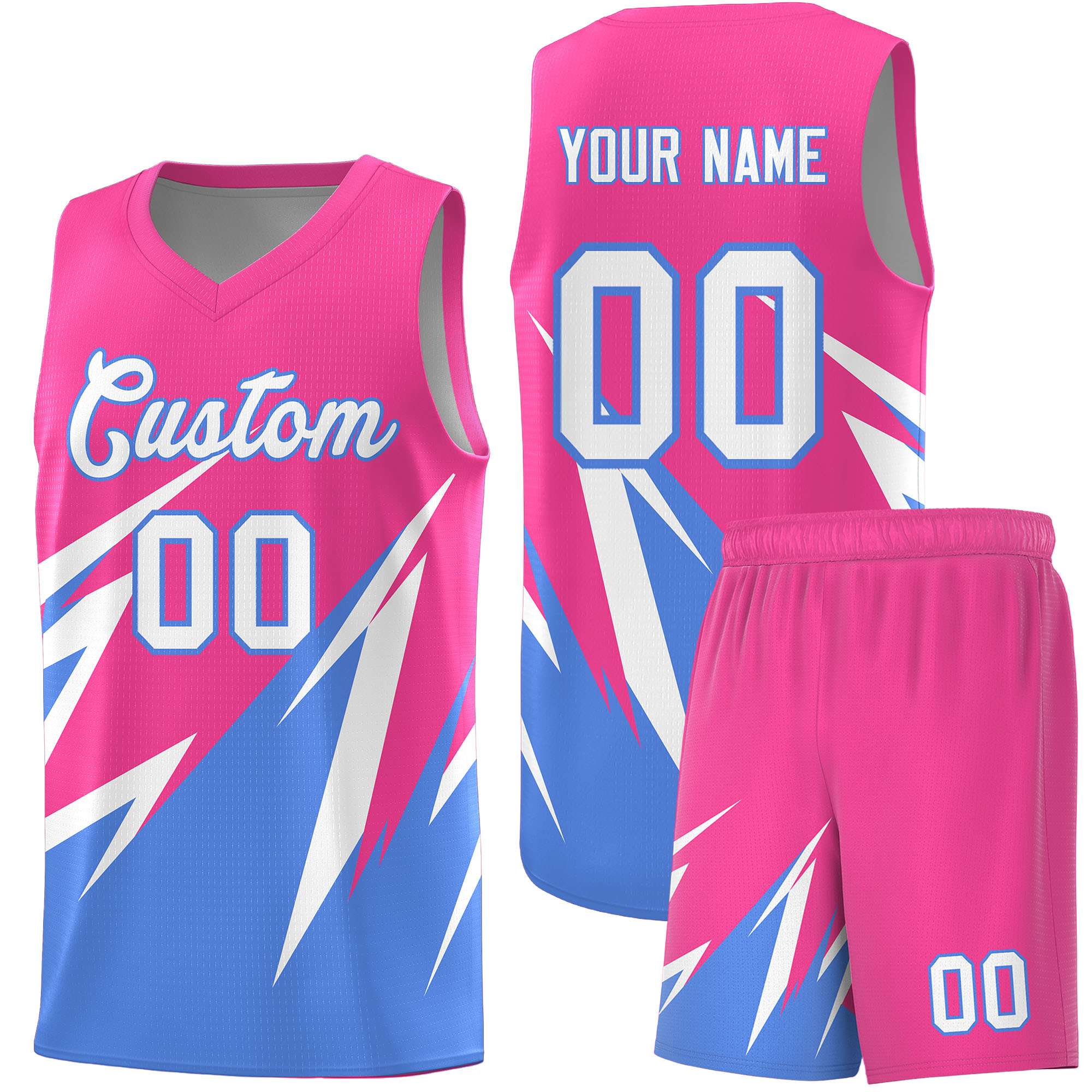 Custom Pink Abstract Mountain Pattern Sports Uniform Basketball Jersey