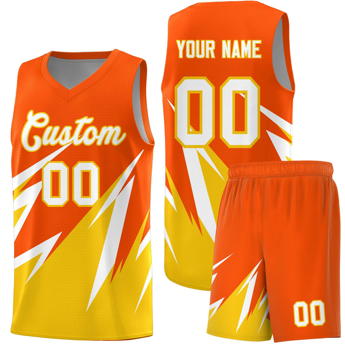 Custom Orange Abstract Mountain Pattern Sports Uniform Basketball Jersey