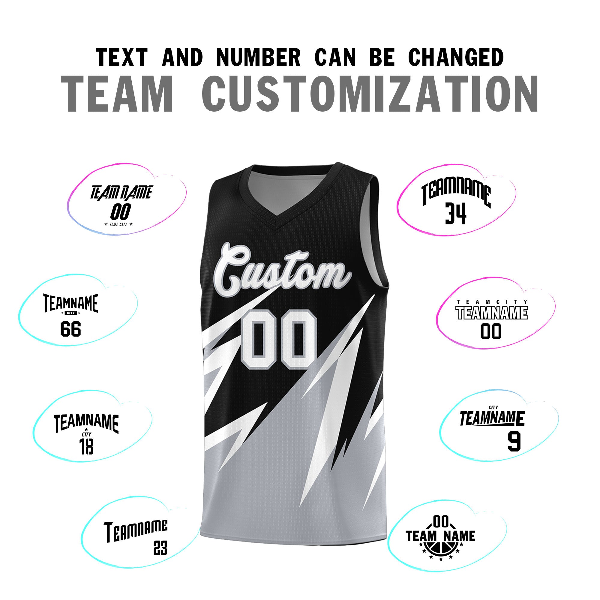 Custom Black Abstract Mountain Pattern Sports Uniform Basketball Jersey