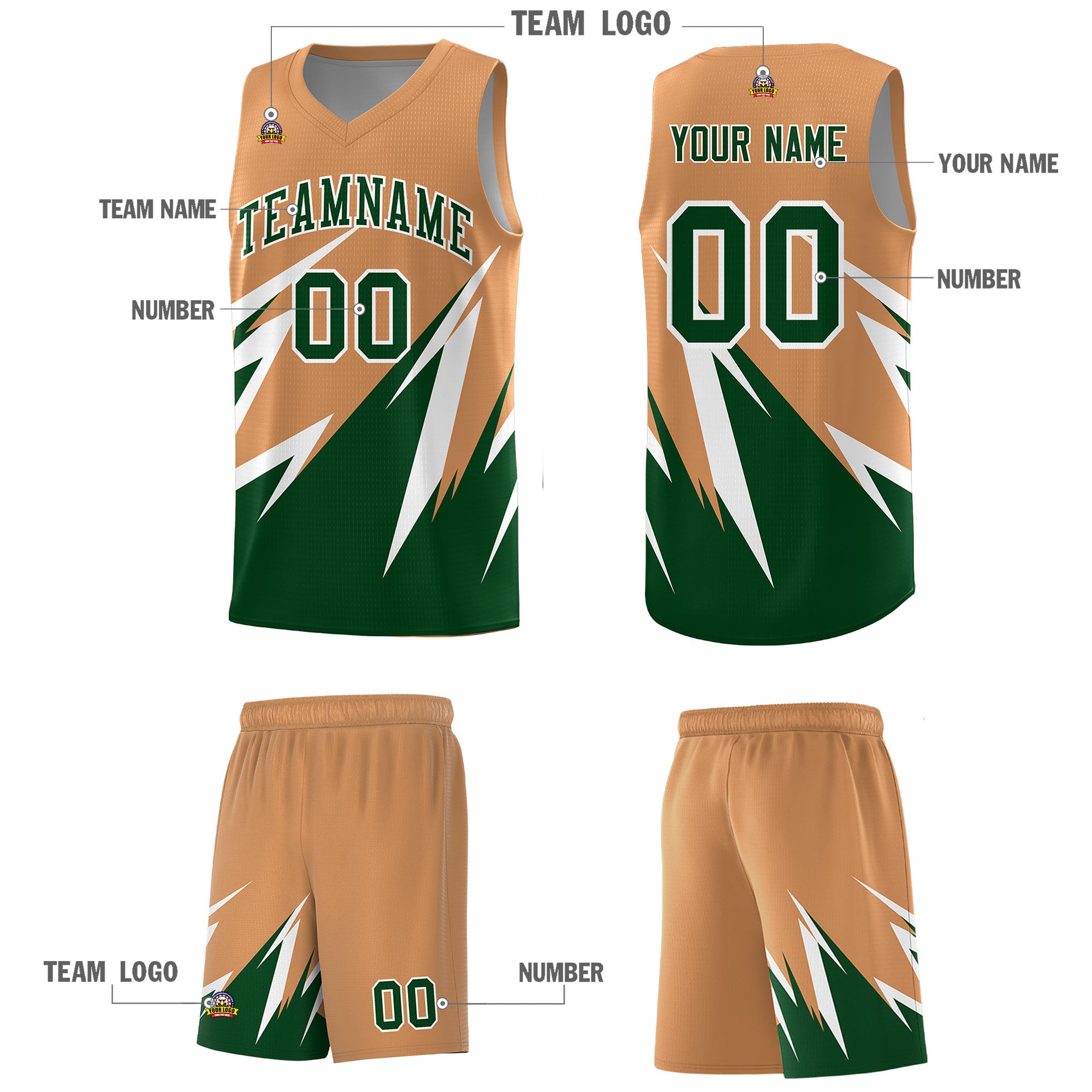 Custom Buckskin Brown Abstract Mountain Pattern Sports Uniform Basketball Jersey