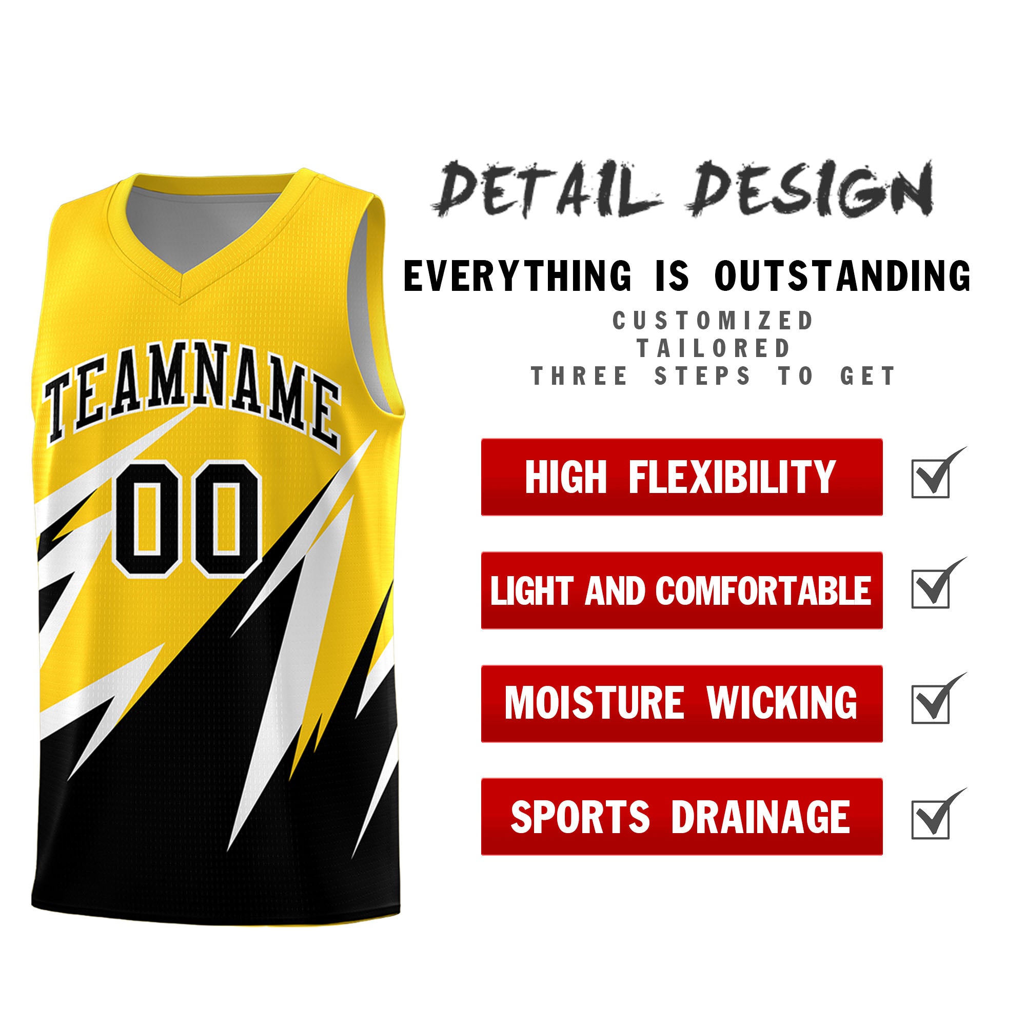 Custom Gold Abstract Mountain Pattern Sports Uniform Basketball Jersey
