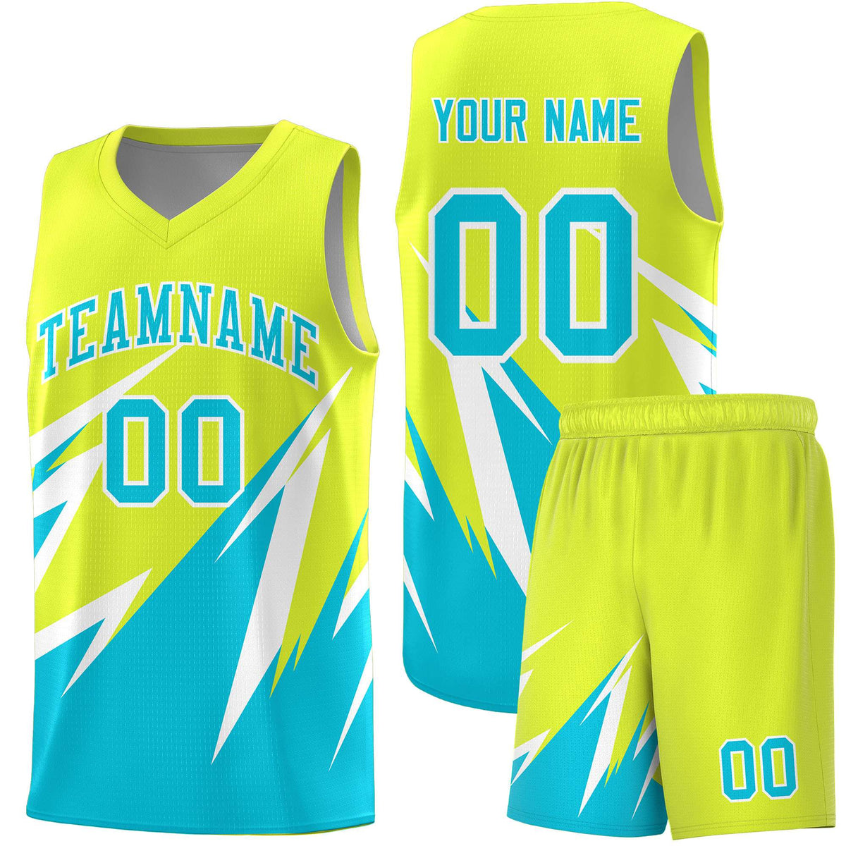 Custom Fluorescent Green Abstract Mountain Pattern Sports Uniform Basketball Jersey