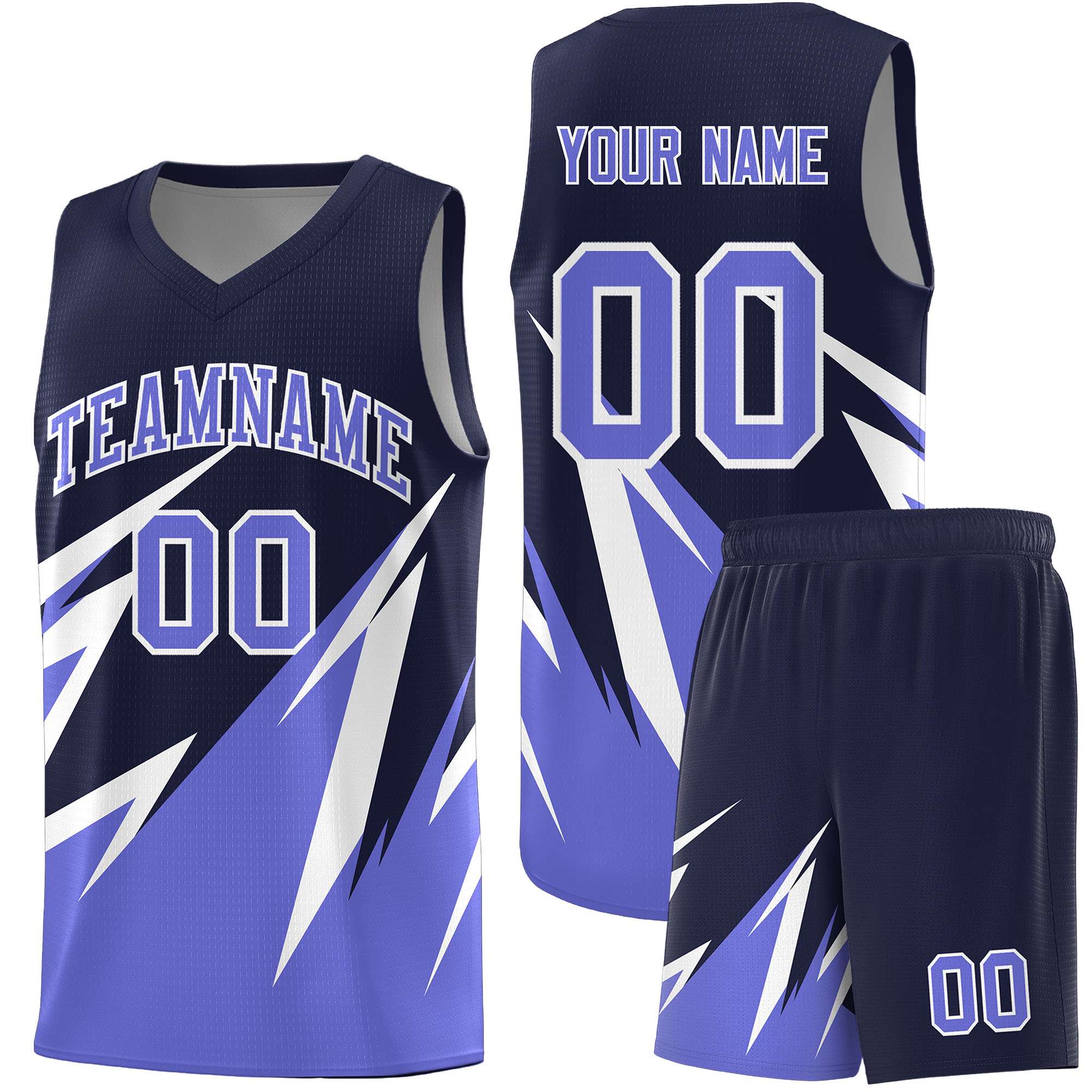 Custom Navy Abstract Mountain Pattern Sports Uniform Basketball Jersey