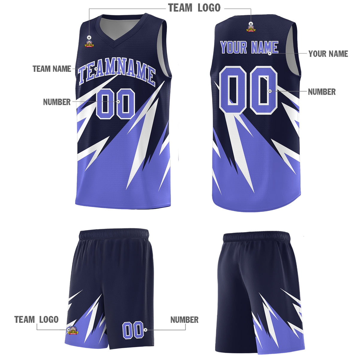 Custom Navy Abstract Mountain Pattern Sports Uniform Basketball Jersey