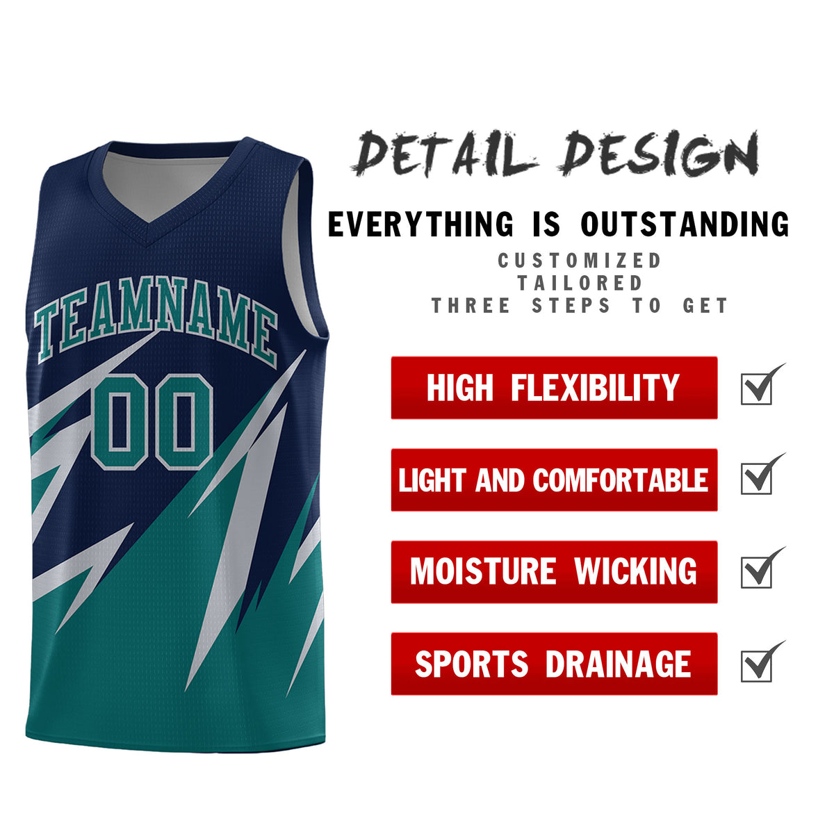 Custom Navy Abstract Mountain Pattern Sports Uniform Basketball Jersey