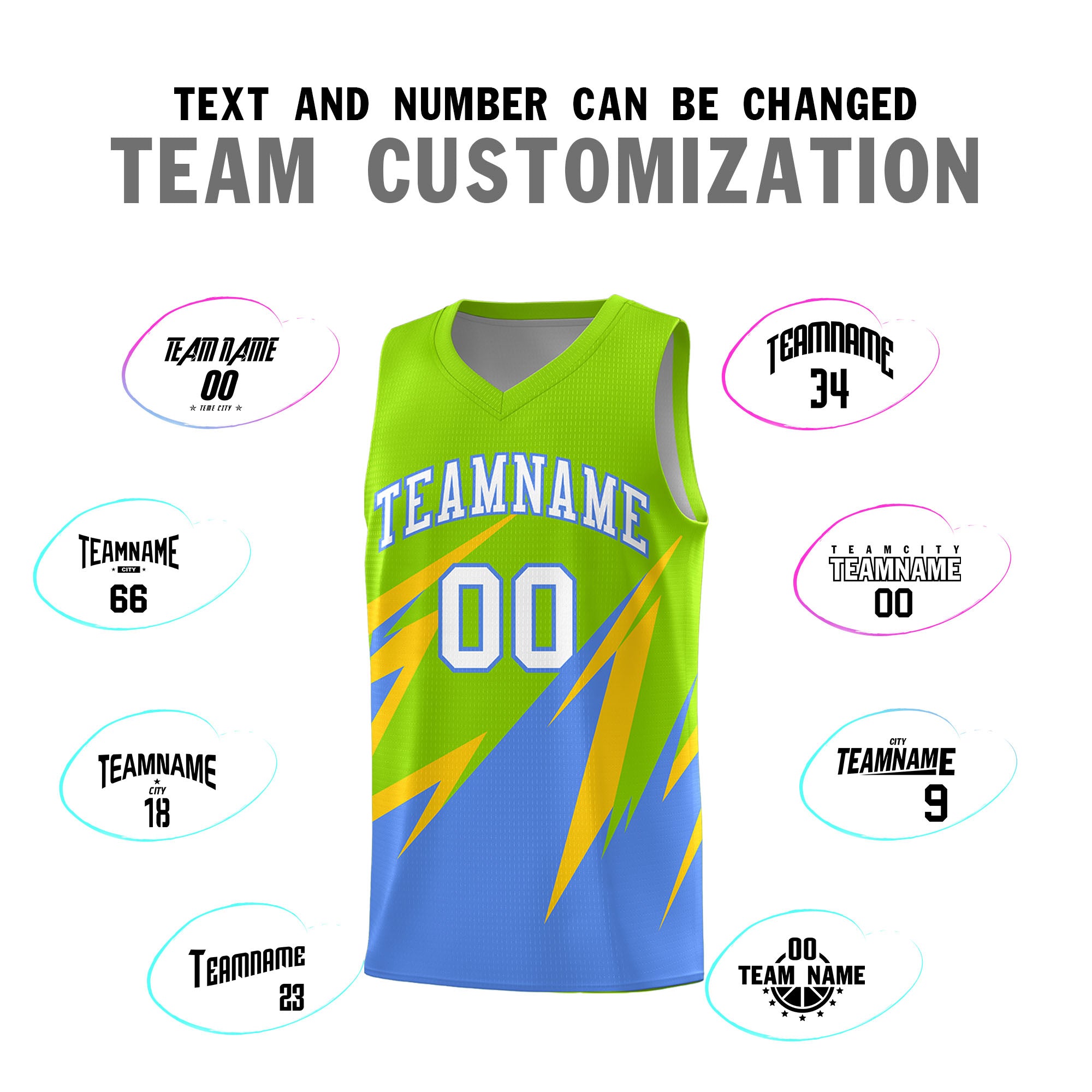 Custom Neon Green Abstract Mountain Pattern Sports Uniform Basketball Jersey