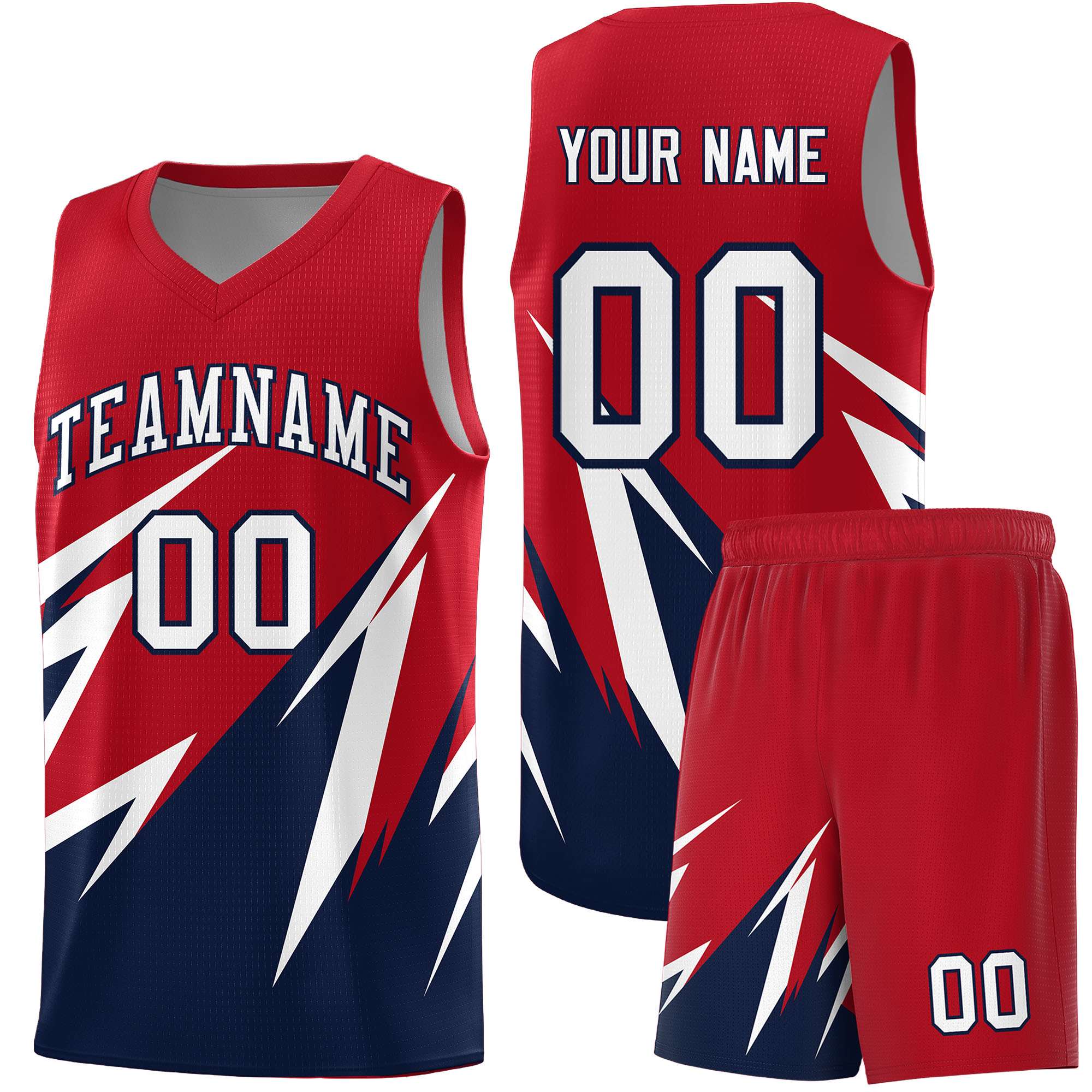 Custom Red Abstract Mountain Pattern Sports Uniform Basketball Jersey