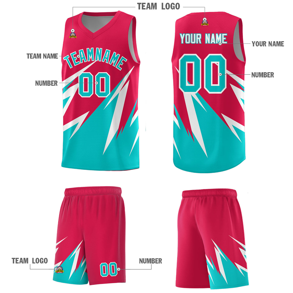 Custom Red Abstract Mountain Pattern Sports Uniform Basketball Jersey