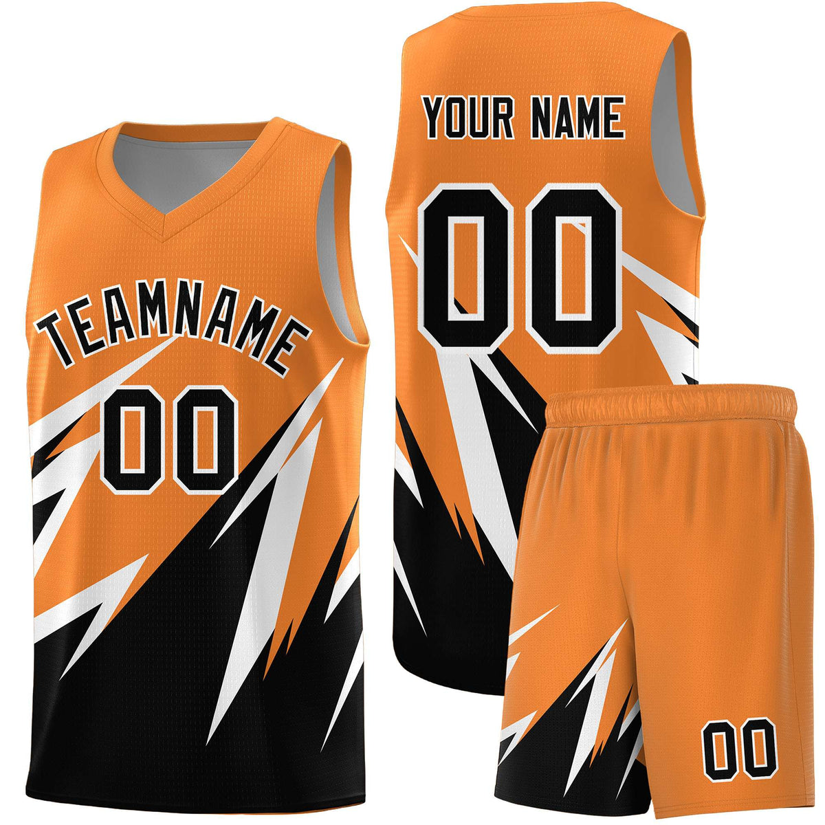 Custom Gold Orange Abstract Mountain Pattern Sports Uniform Basketball Jersey