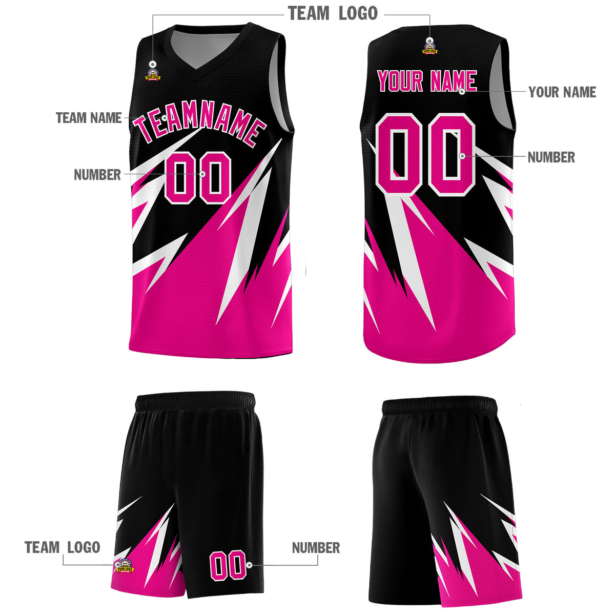 Custom Black Abstract Mountain Pattern Sports Uniform Basketball Jersey