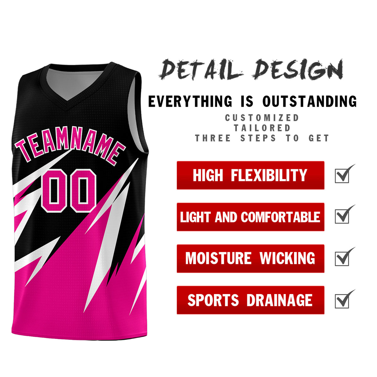 Custom Black Abstract Mountain Pattern Sports Uniform Basketball Jersey