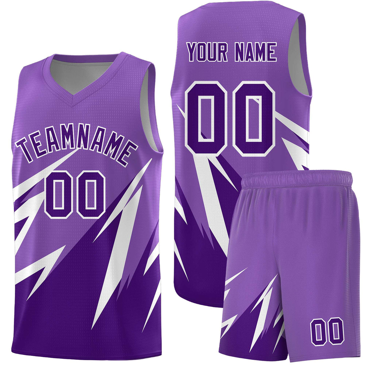 Custom Light Purple Abstract Mountain Pattern Sports Uniform Basketball Jersey