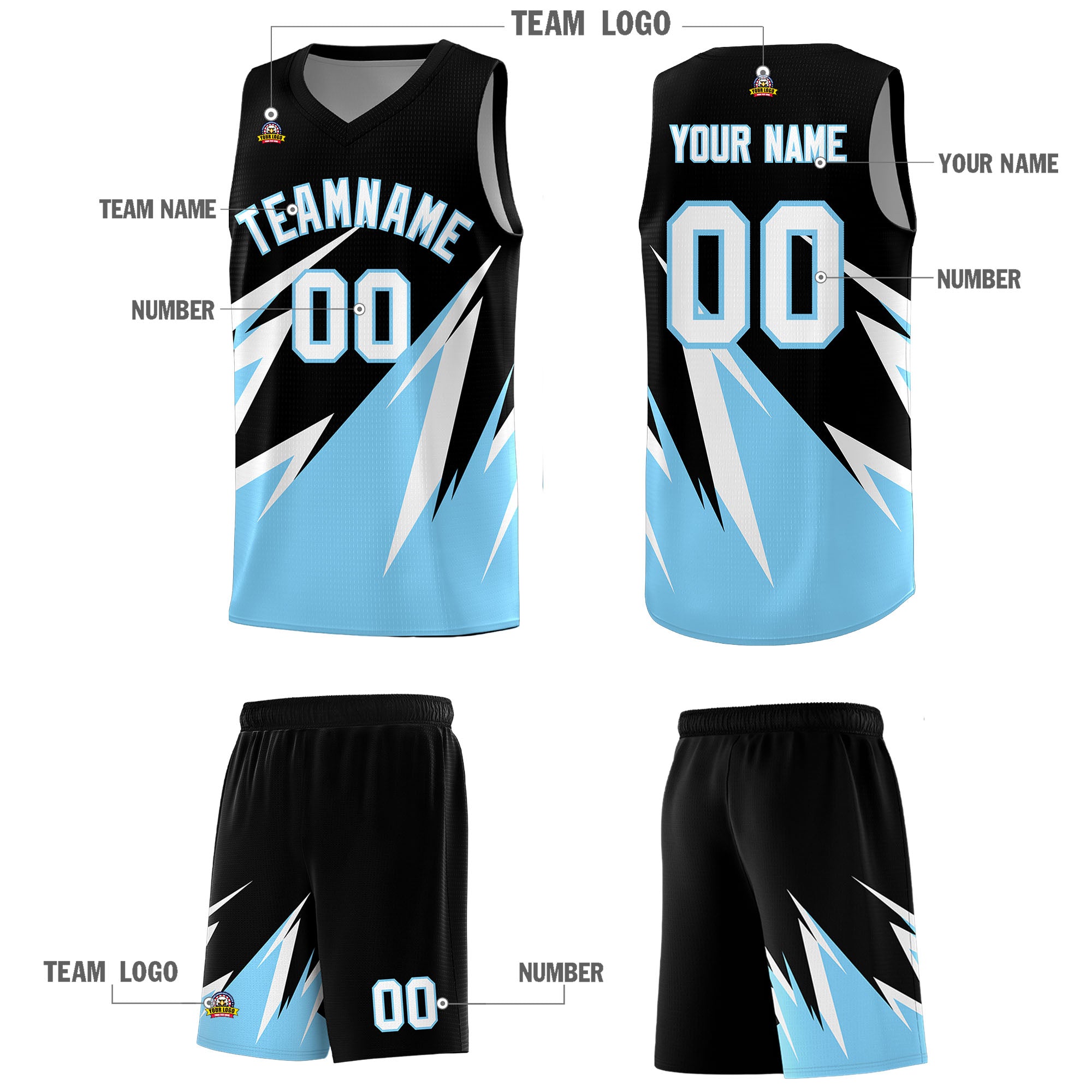 Custom Black Abstract Mountain Pattern Sports Uniform Basketball Jersey