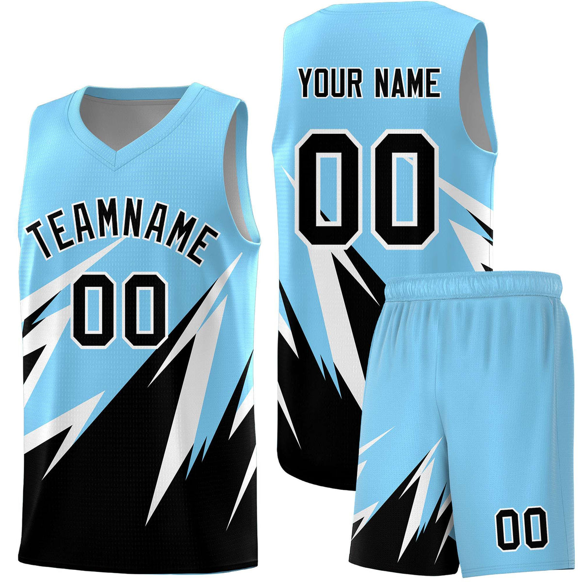 Custom Light Blue Abstract Mountain Pattern Sports Uniform Basketball Jersey