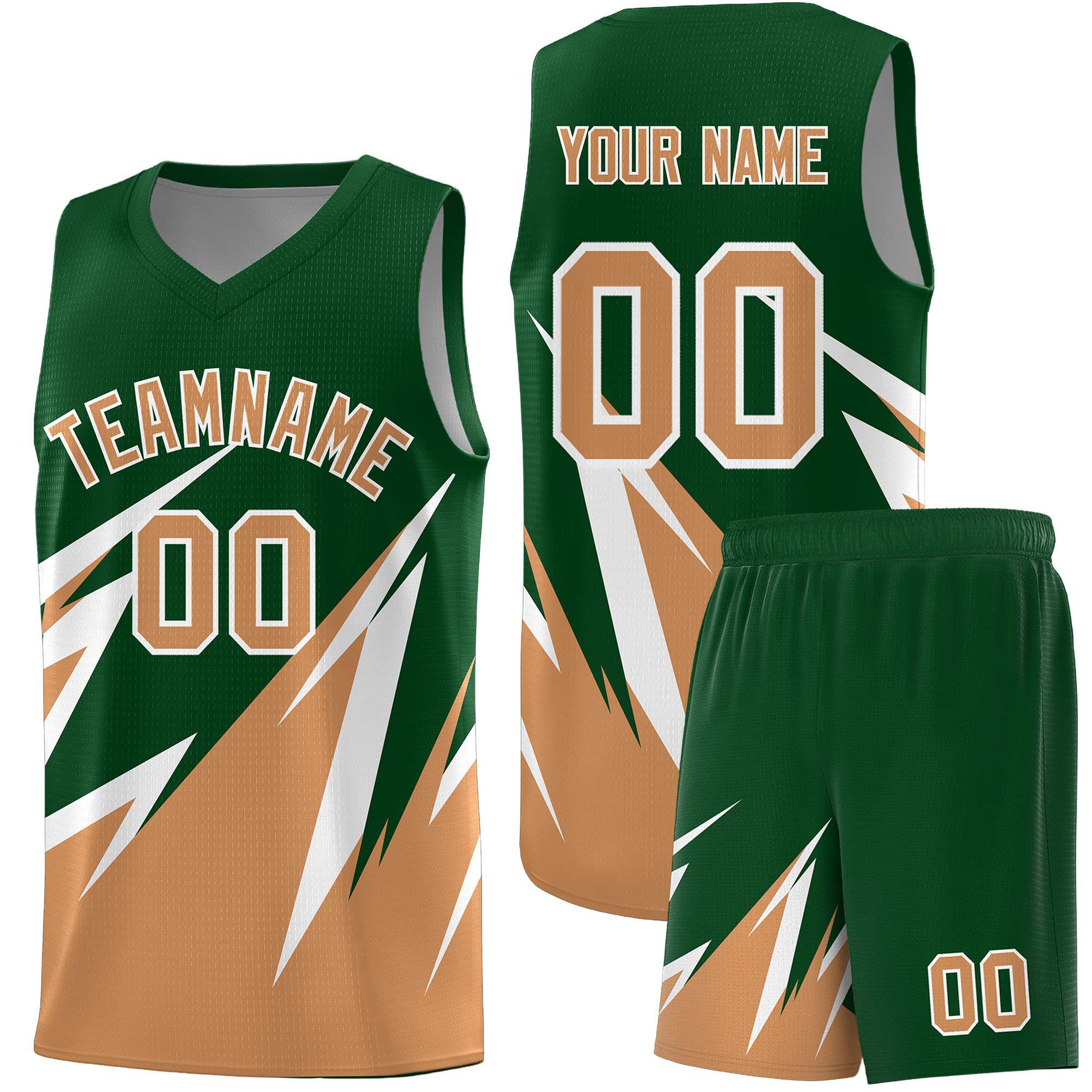 Custom Green Abstract Mountain Pattern Sports Uniform Basketball Jersey