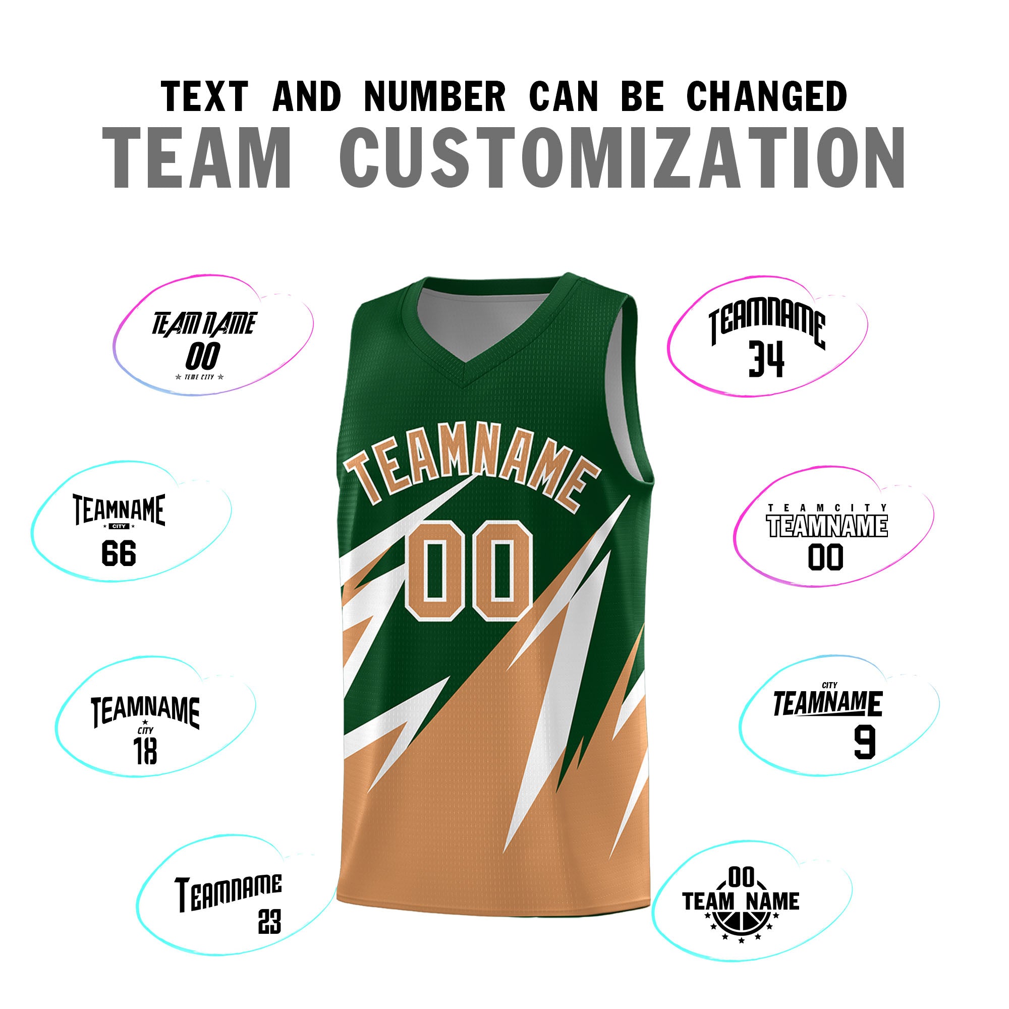 Custom Green Abstract Mountain Pattern Sports Uniform Basketball Jersey