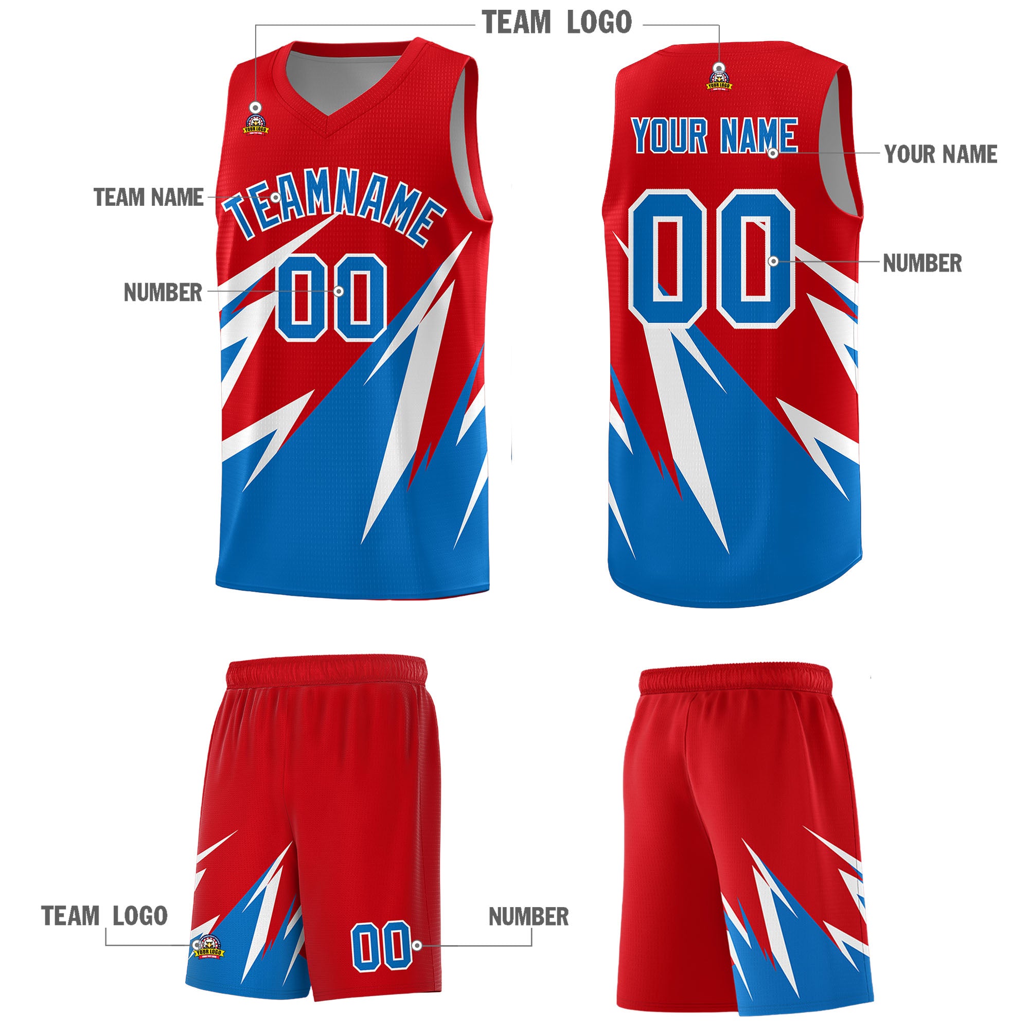 Custom Red Abstract Mountain Pattern Sports Uniform Basketball Jersey