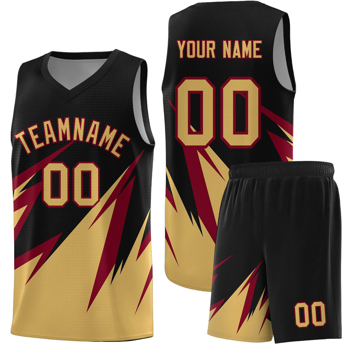 Custom Black Abstract Mountain Pattern Sports Uniform Basketball Jersey