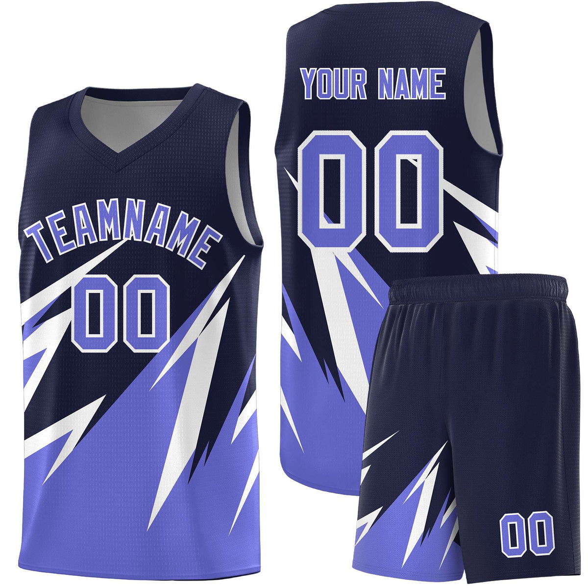 Custom Navy Abstract Mountain Pattern Sports Uniform Basketball Jersey