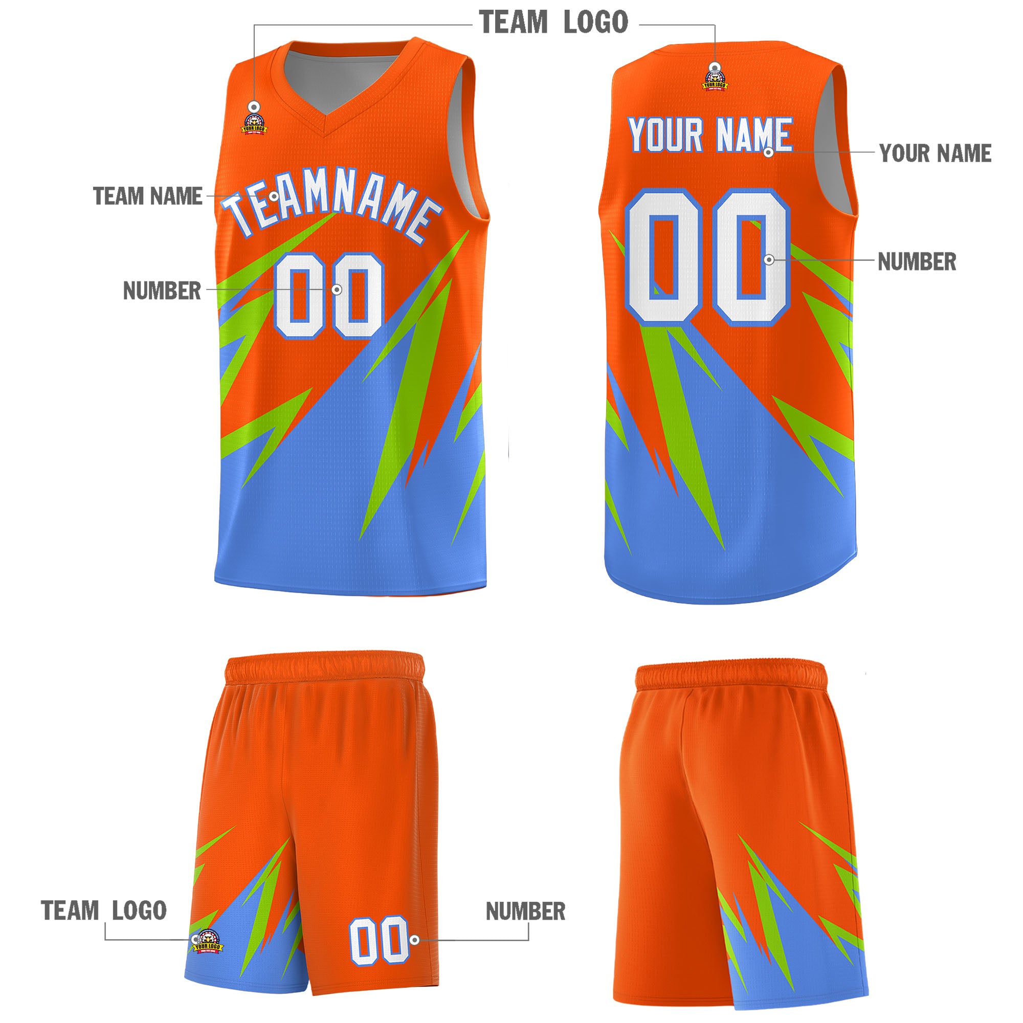 Custom Orange Abstract Mountain Pattern Sports Uniform Basketball Jersey