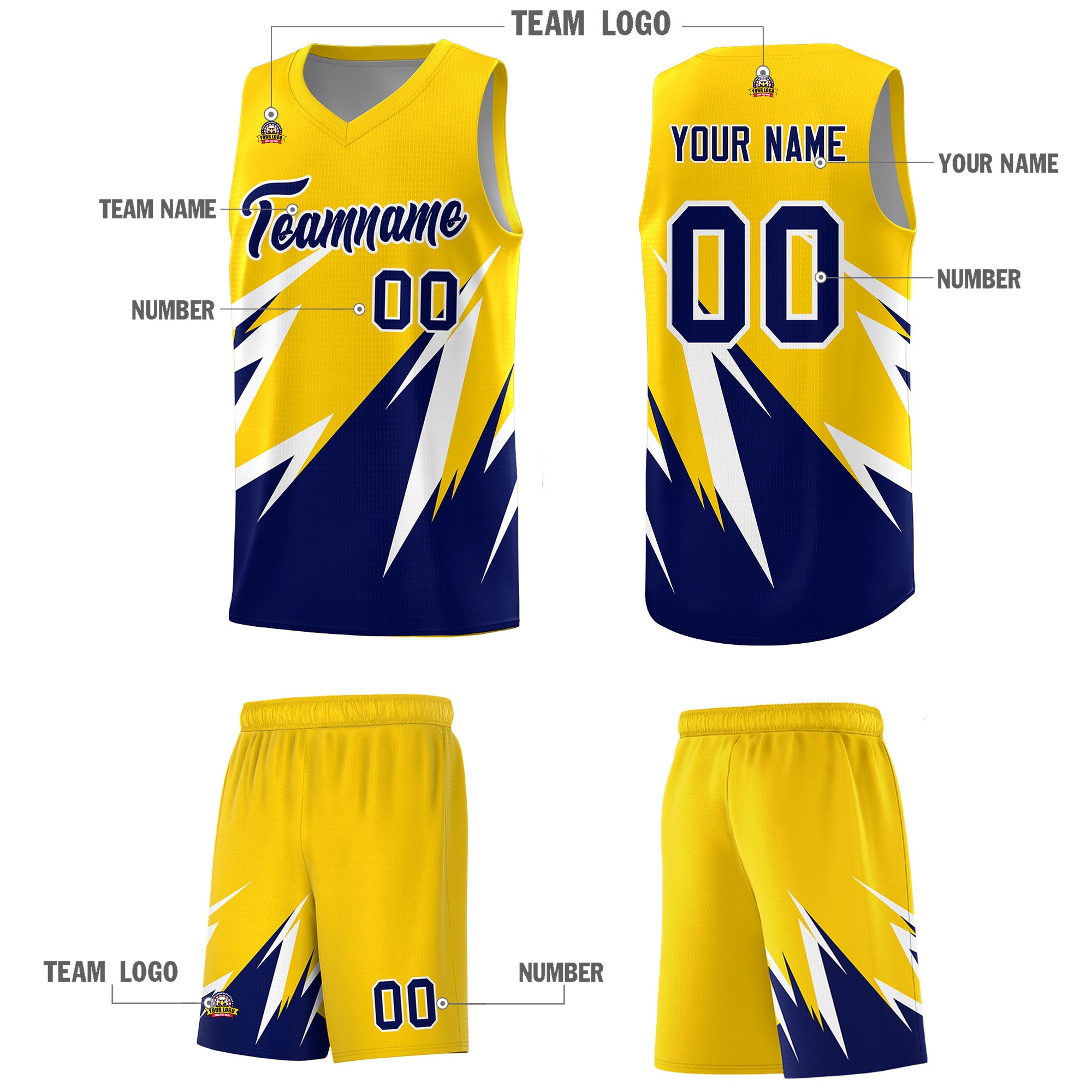 Custom Gold Abstract Mountain Pattern Sports Uniform Basketball Jersey