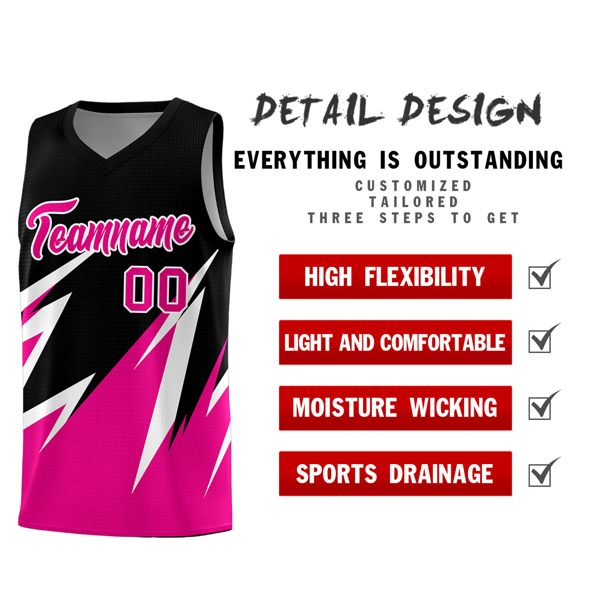 Custom Black Abstract Mountain Pattern Sports Uniform Basketball Jersey
