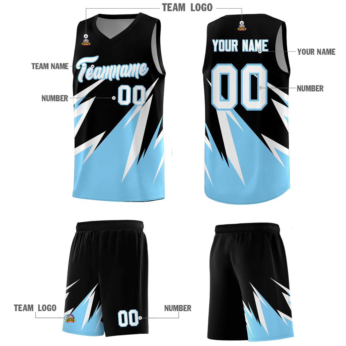 Custom Black Abstract Mountain Pattern Sports Uniform Basketball Jersey