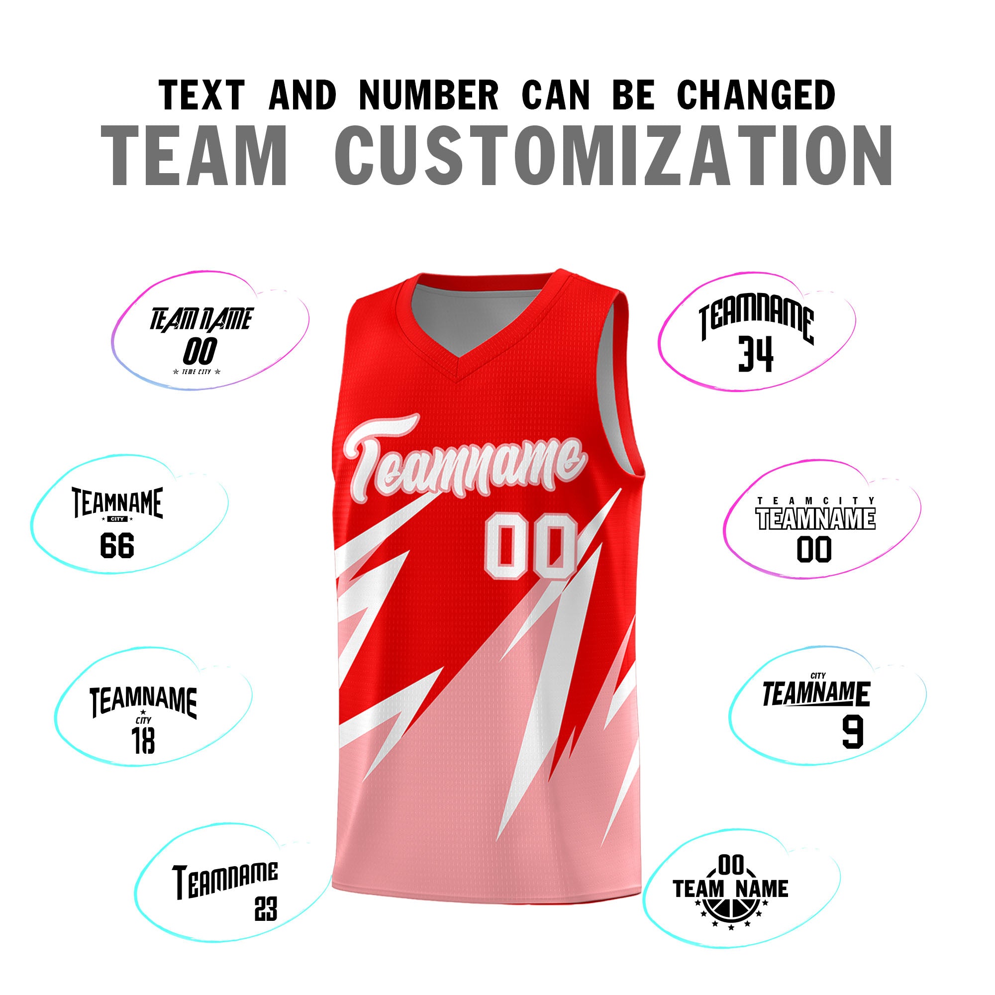 Custom Light Red Abstract Mountain Pattern Sports Uniform Basketball Jersey