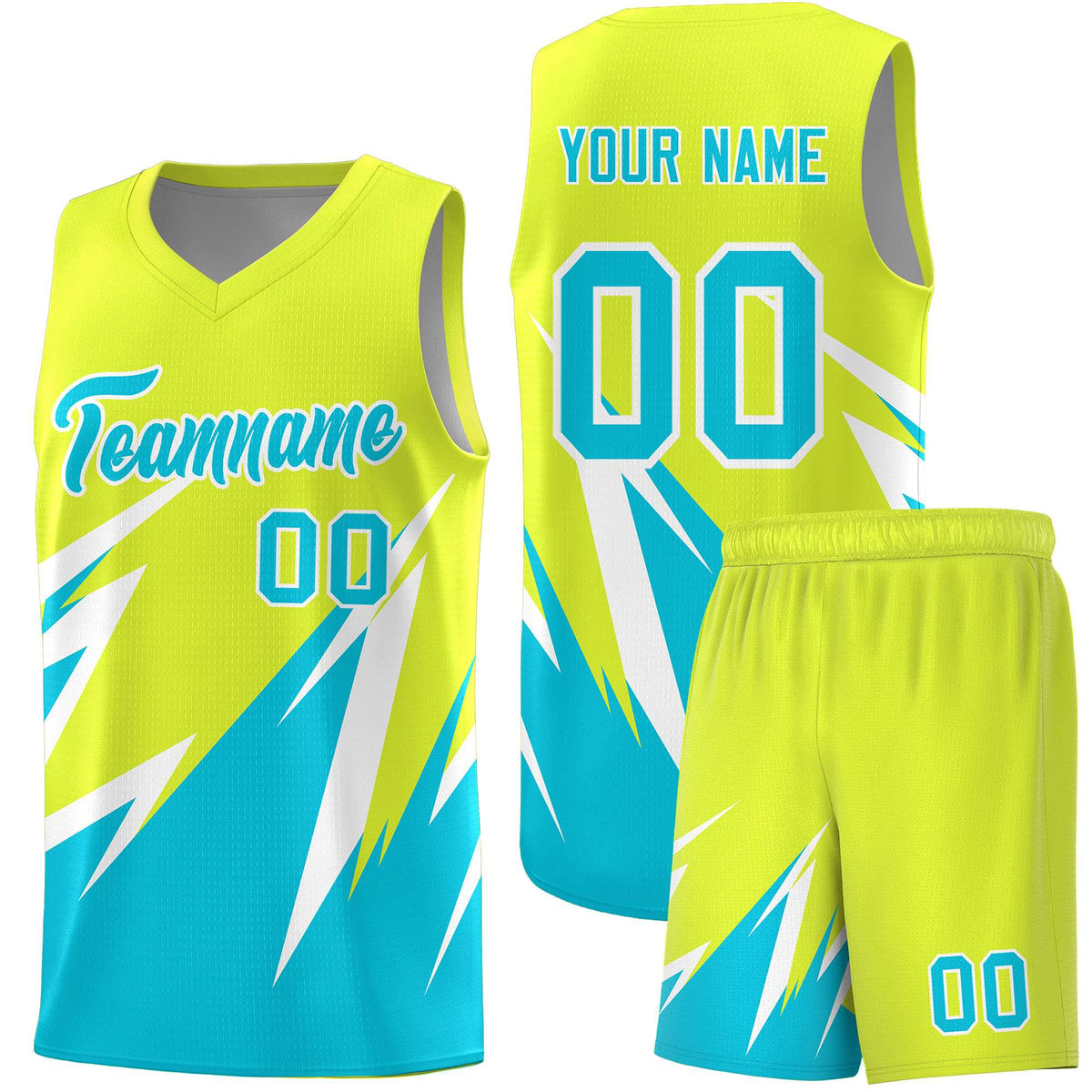 Custom Fluorescent Green Abstract Mountain Pattern Sports Uniform Basketball Jersey