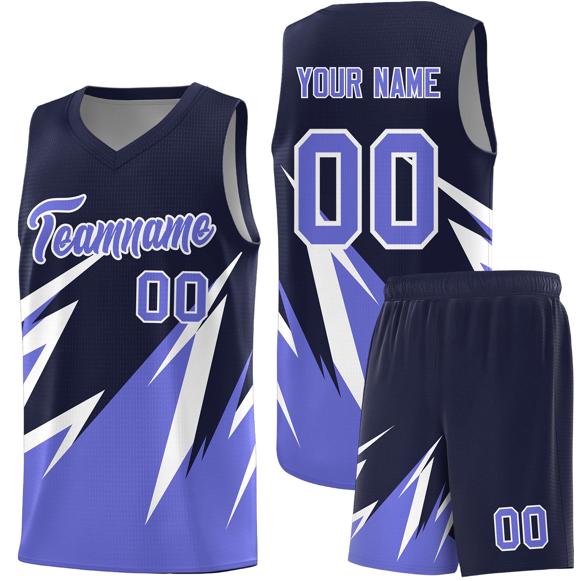 Custom Navy Abstract Mountain Pattern Sports Uniform Basketball Jersey
