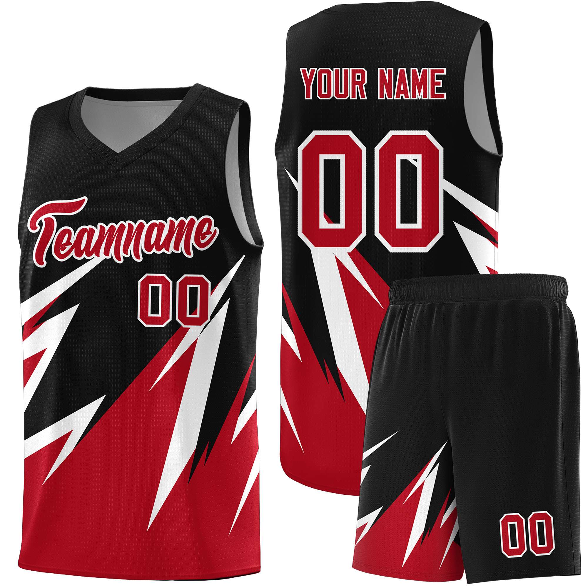 Custom Black Abstract Mountain Pattern Sports Uniform Basketball Jersey