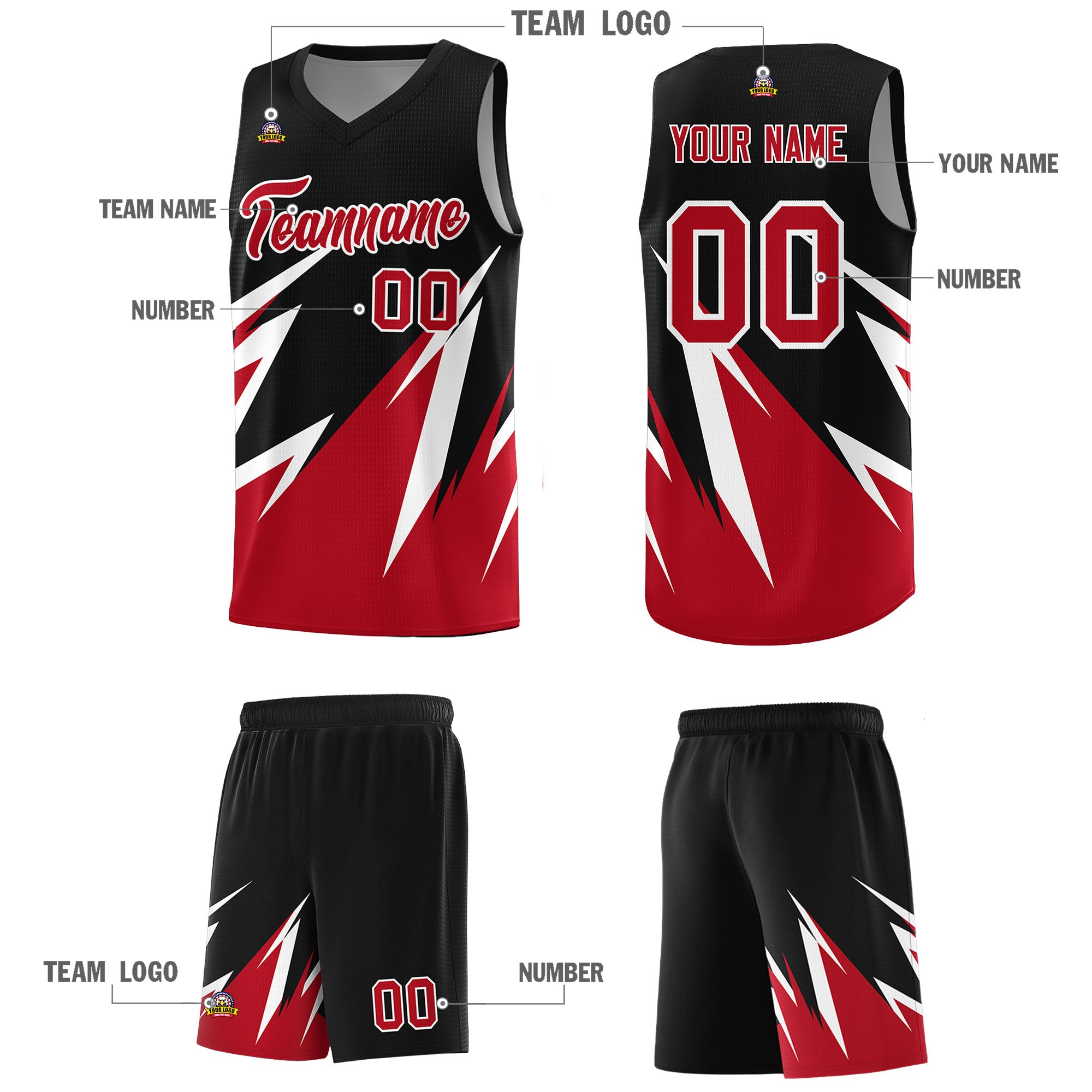 Custom Black Abstract Mountain Pattern Sports Uniform Basketball Jersey