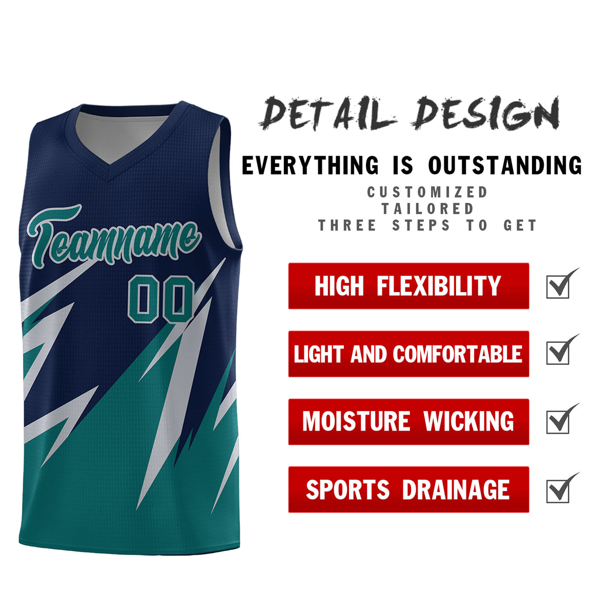 Custom Navy Abstract Mountain Pattern Sports Uniform Basketball Jersey