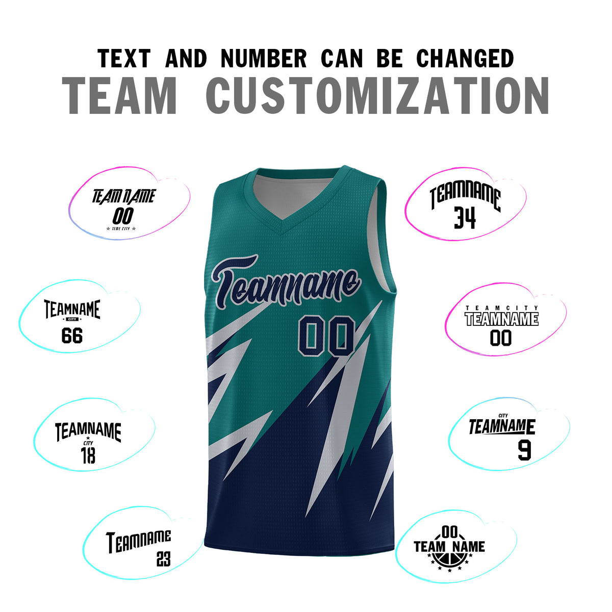 Custom Teal Abstract Mountain Pattern Sports Uniform Basketball Jersey