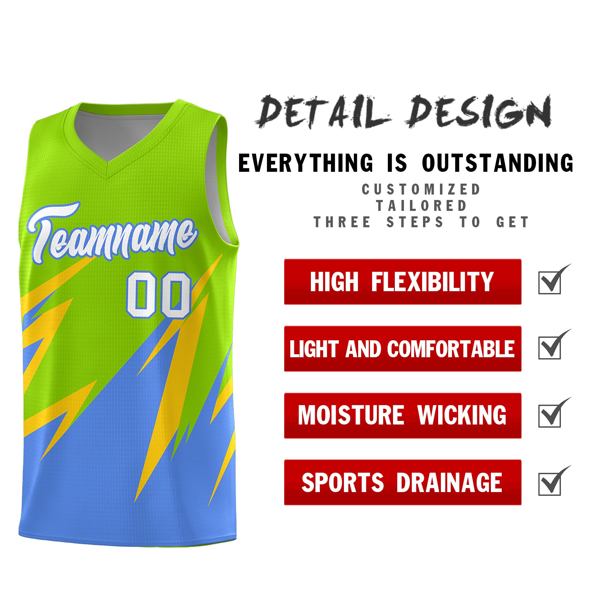 Custom Neon Green Abstract Mountain Pattern Sports Uniform Basketball Jersey