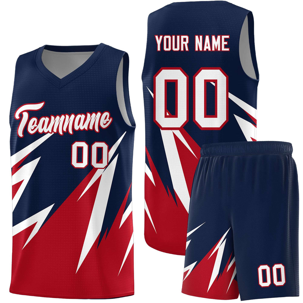 Custom Navy Abstract Mountain Pattern Sports Uniform Basketball Jersey
