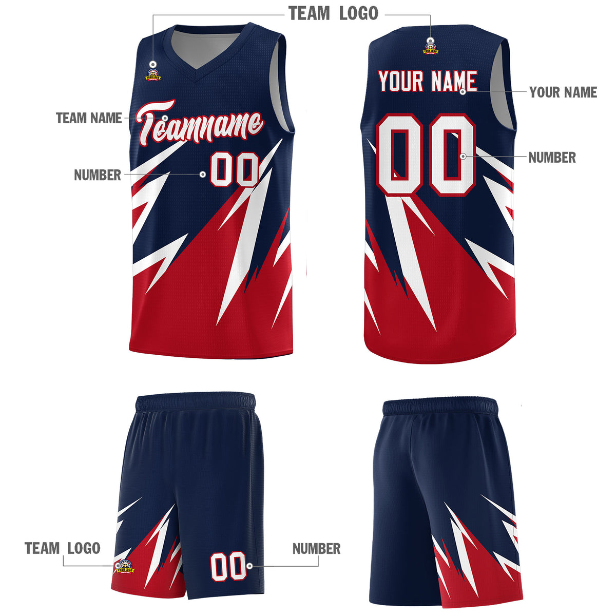 Custom Navy Abstract Mountain Pattern Sports Uniform Basketball Jersey