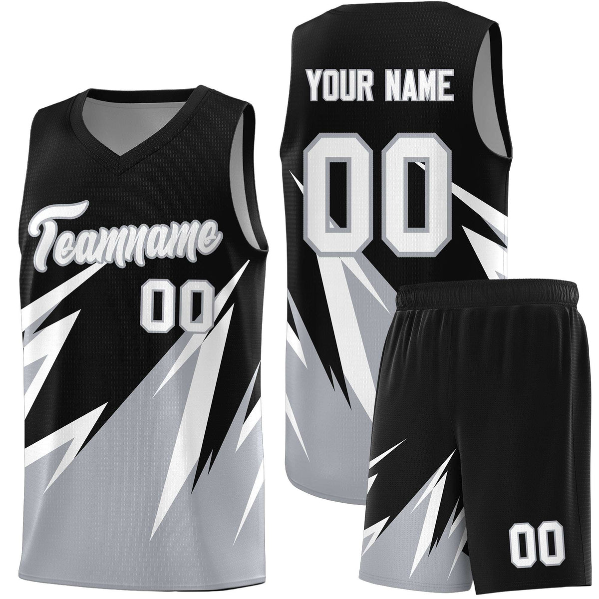 Custom Black Abstract Mountain Pattern Sports Uniform Basketball Jersey