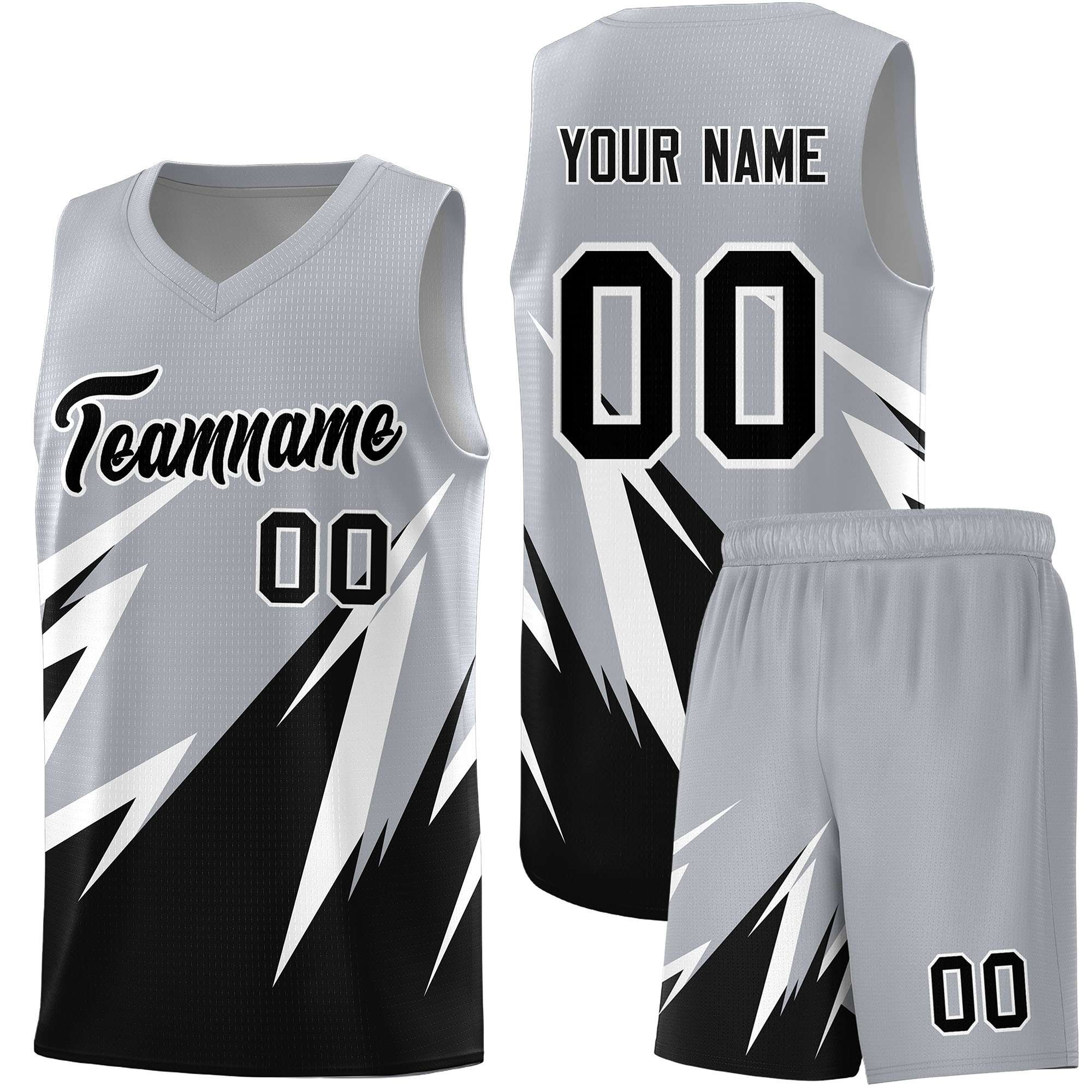 Custom Gray Abstract Mountain Pattern Sports Uniform Basketball Jersey