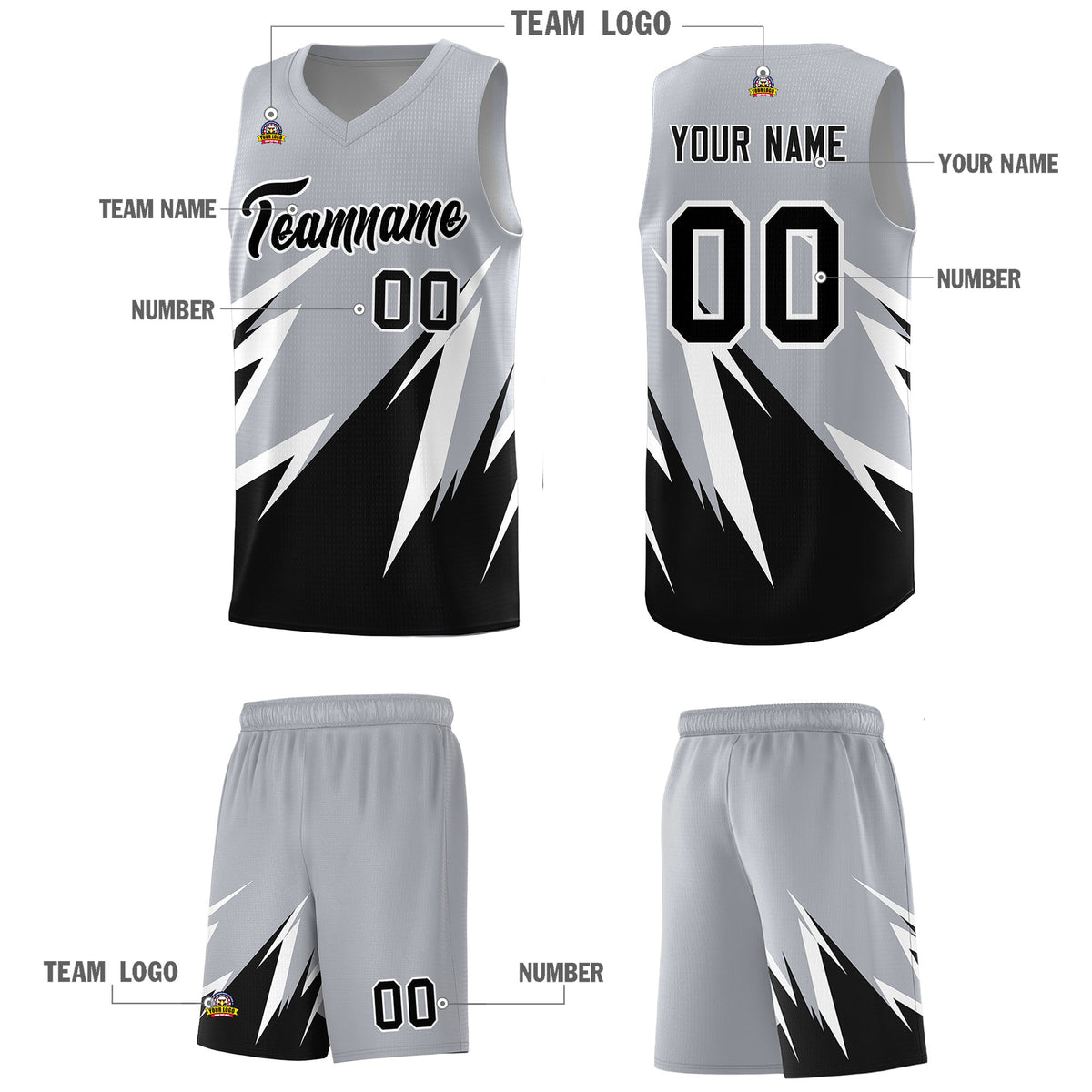 Custom Gray Abstract Mountain Pattern Sports Uniform Basketball Jersey