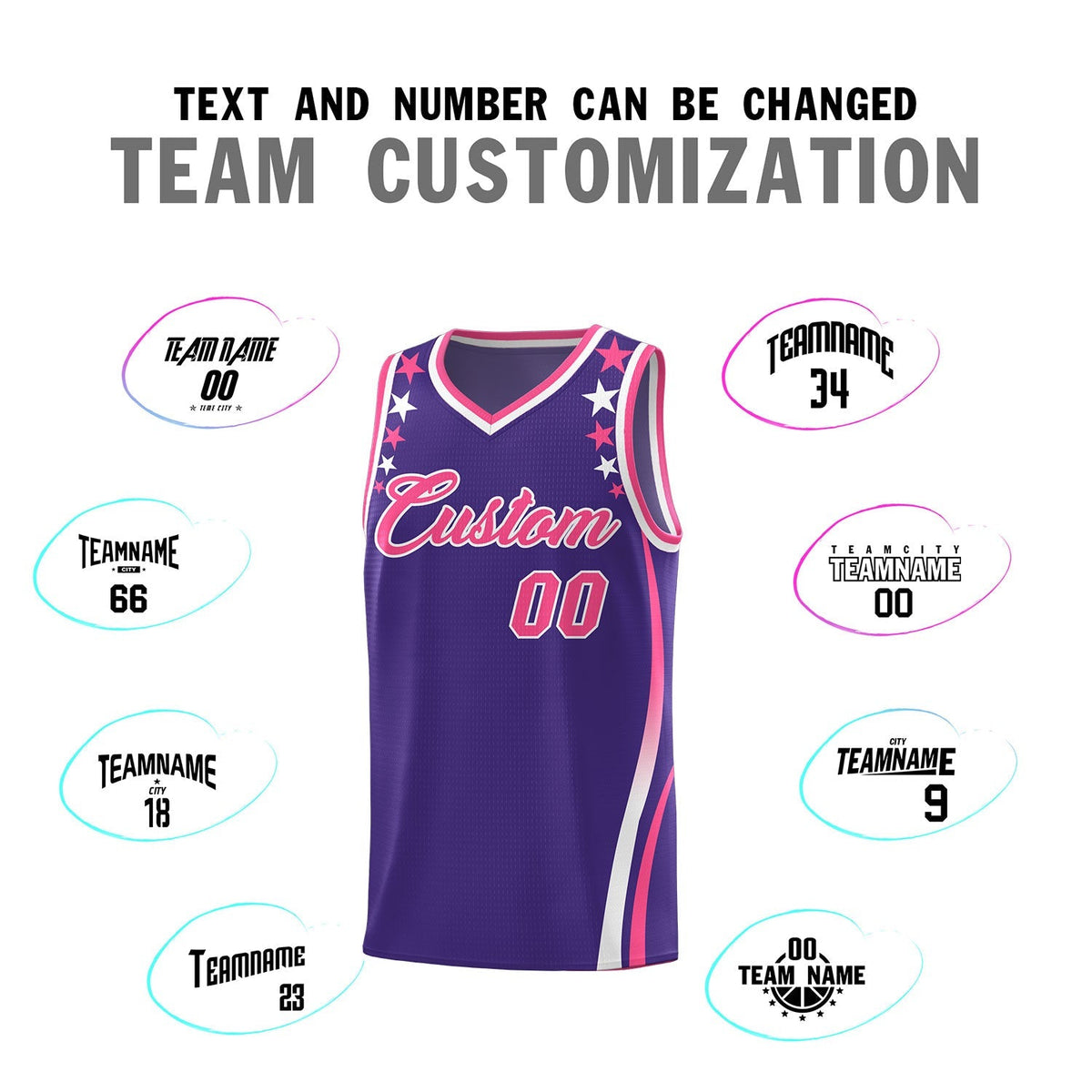 Custom Purple Shoulders Star Pattern Side Color Block Sports Uniform Basketball Jersey|KXKSHOP