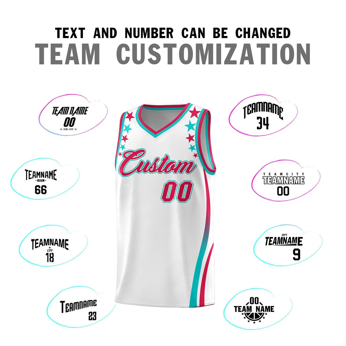 Custom White Shoulders Star Pattern Side Color Block Sports Uniform Basketball Jersey|KXKSHOP
