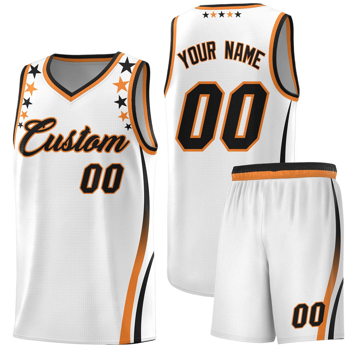 Custom White Shoulders Star Pattern Side Color Block Sports Uniform Basketball Jersey|KXKSHOP