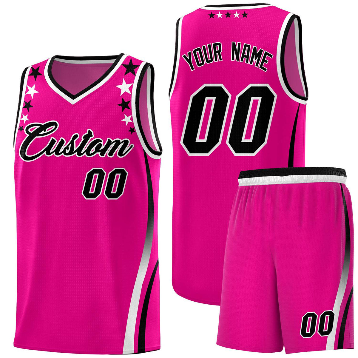 Custom Red Shoulders Star Pattern Side Color Block Sports Uniform Basketball Jersey|KXKSHOP