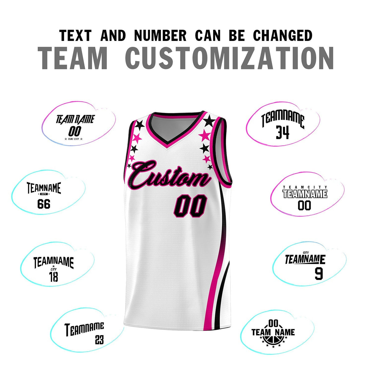 Custom White Shoulders Star Pattern Side Color Block Sports Uniform Basketball Jersey|KXKSHOP